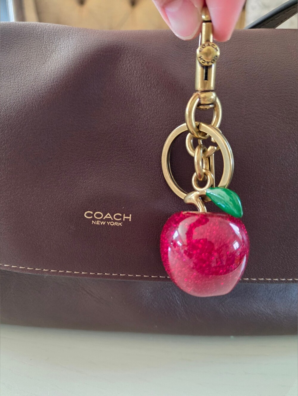 Coach Apple Bag Charm Gold Tone Accessories